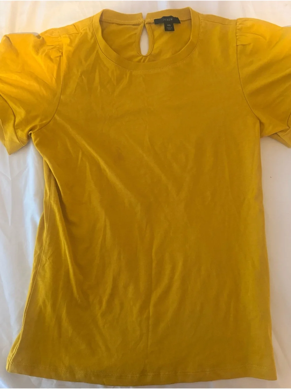J. Crew size small Mustard Yellow Puff Sleeve Short Sleeve Tee